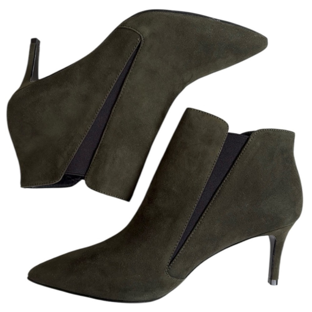 EUC Boden Leather Heeled Booties Green Size 9 1/2